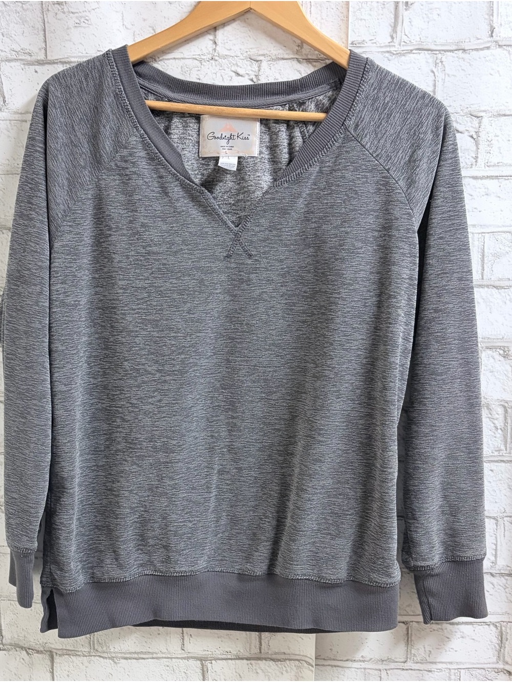 Heather Gray V Neck Pullover Sweatshirt